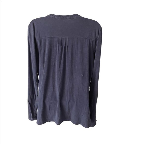 L.L.Bean cotton collarless half button V-neck - Picture 2 of 8